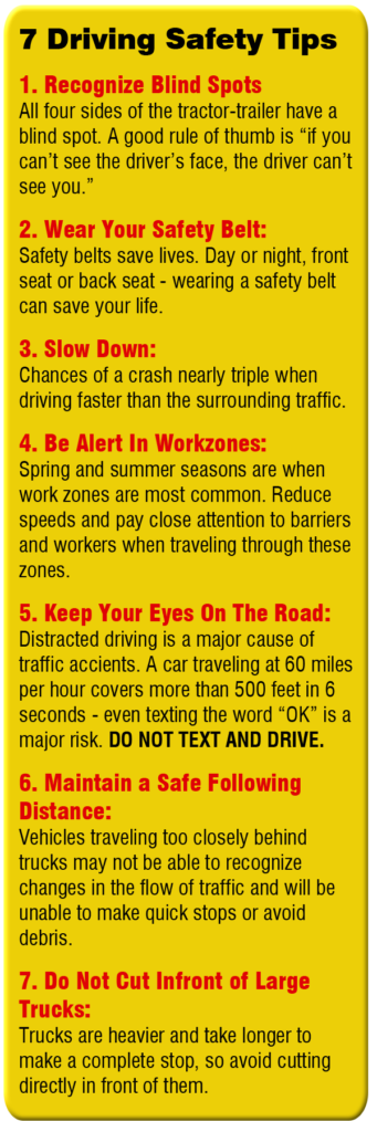 Sample safety messages for truck drivers